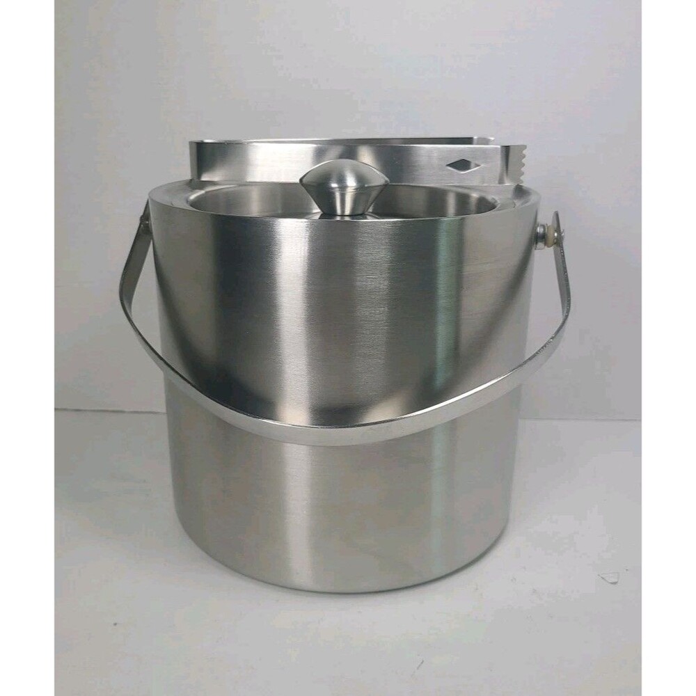 Royal VTG Ice Bucket Stainless Steel 7 1/4” W/ Tongs 2004